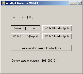 Окно программы WndLpt Gate for VB.NET